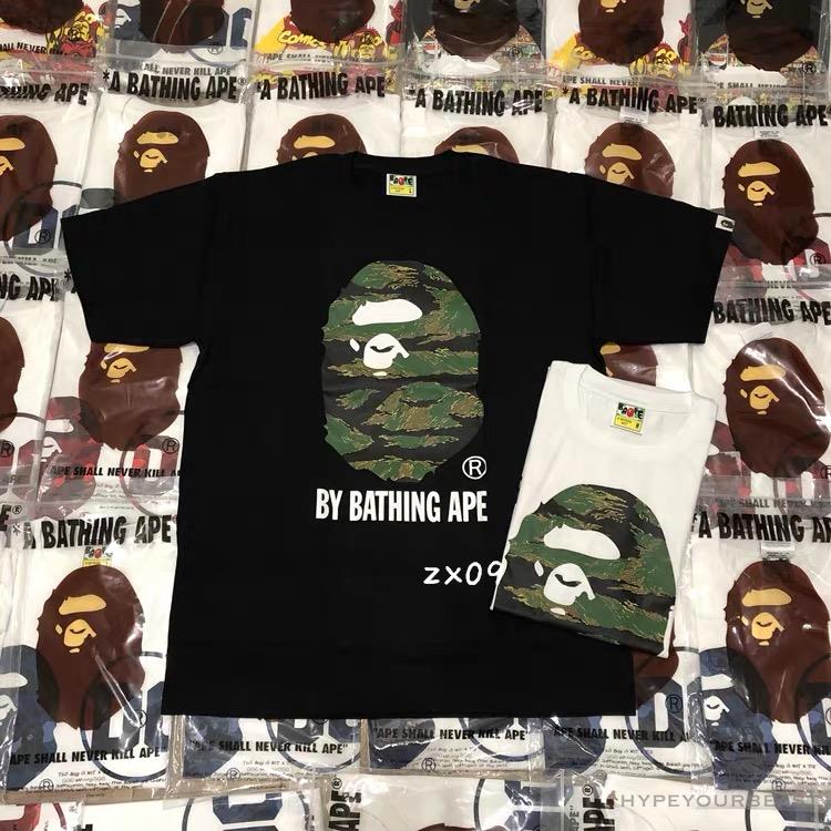 BAPE Tiger Pattern Camouflage Ape Initials Tee Shirt 'BLACK'