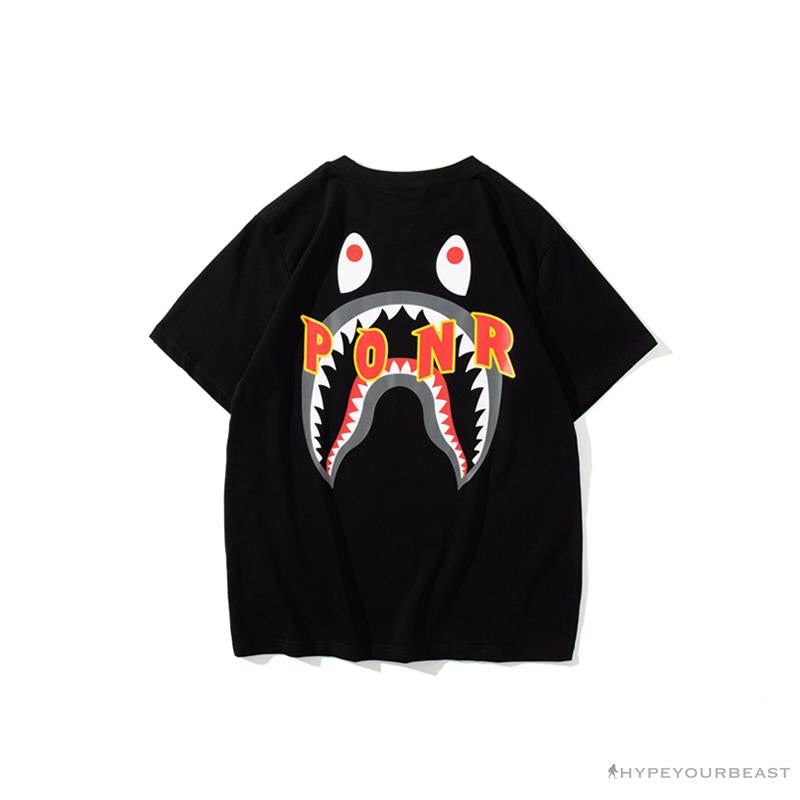BAPE Shark Head PONR Tee Shirt 'BLACK'