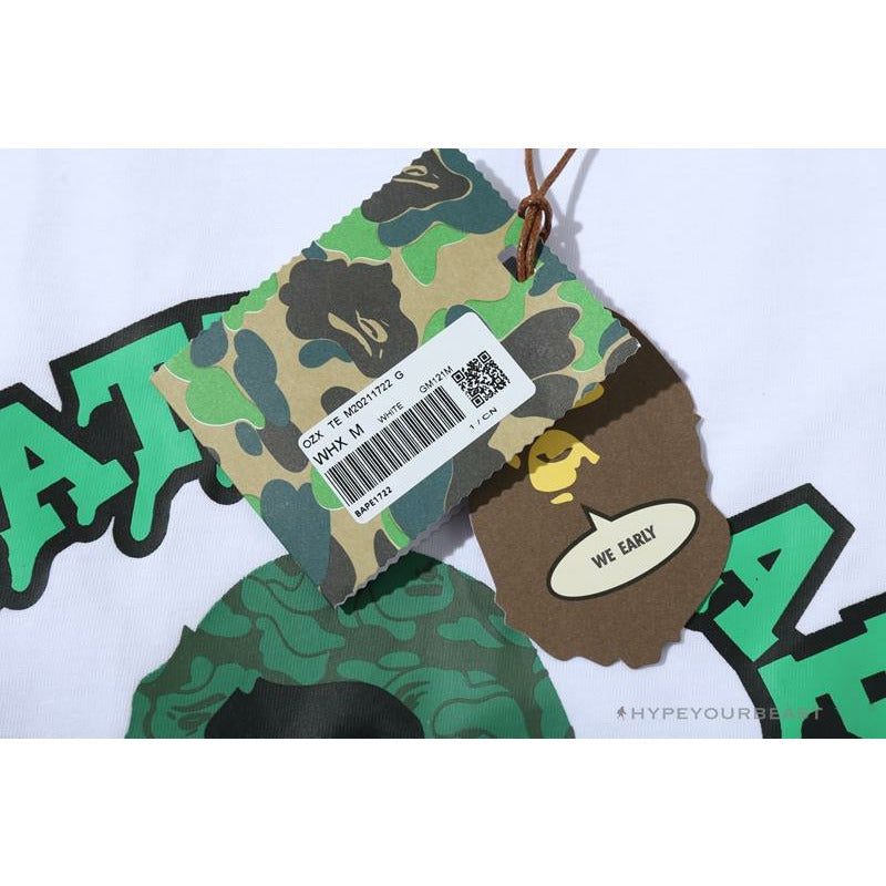 BAPE Paint Splash Green Camouflage Tee Shirt 'WHITE'