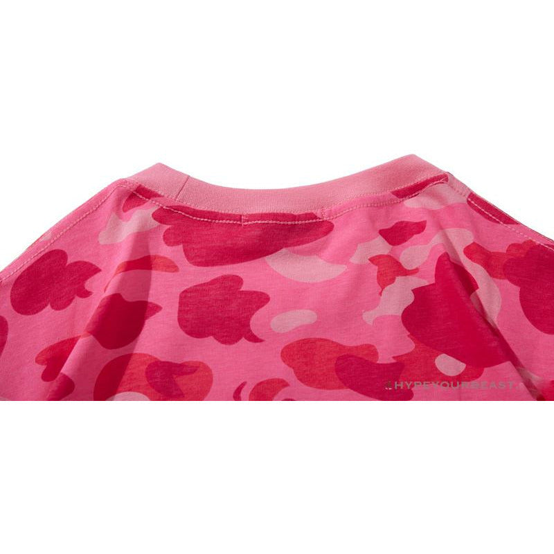 BAPE Pink Camouflage Shark Head Fake Zipper Tee Shirt