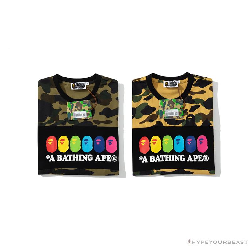 BAPE KIDS Color Ape Head Camouflage Tee Shirt 'GREEN'