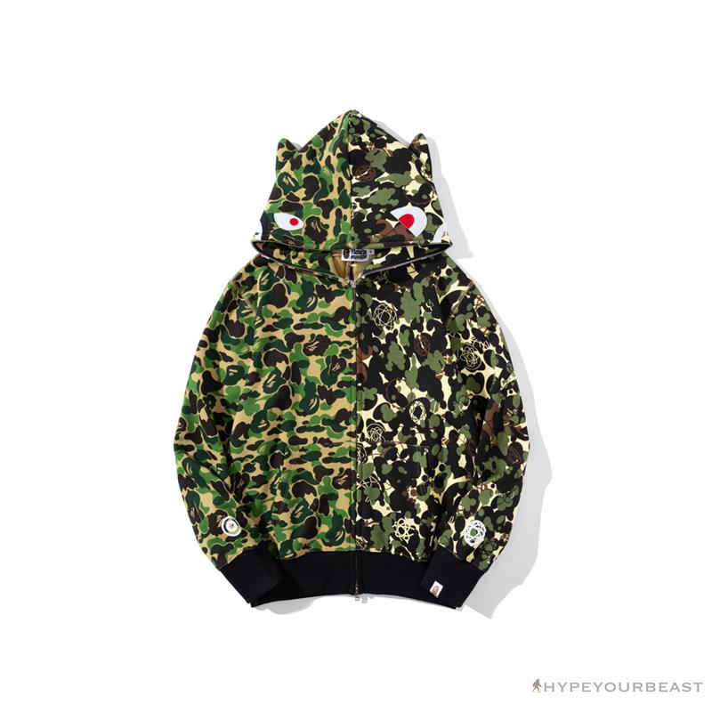 BAPE x UNKLE Camouflage Green Belt Ear Hoodie