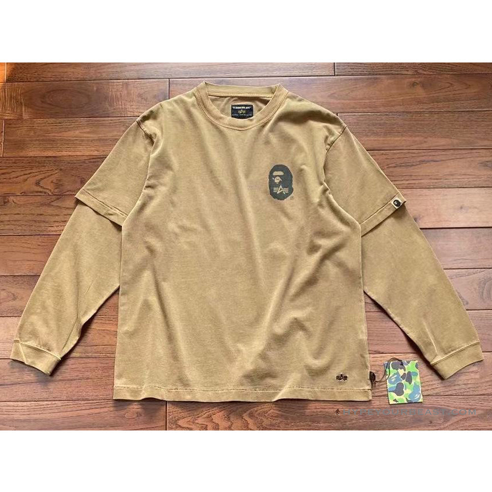 Bape Long Sleeve Tee Shirt Brown
