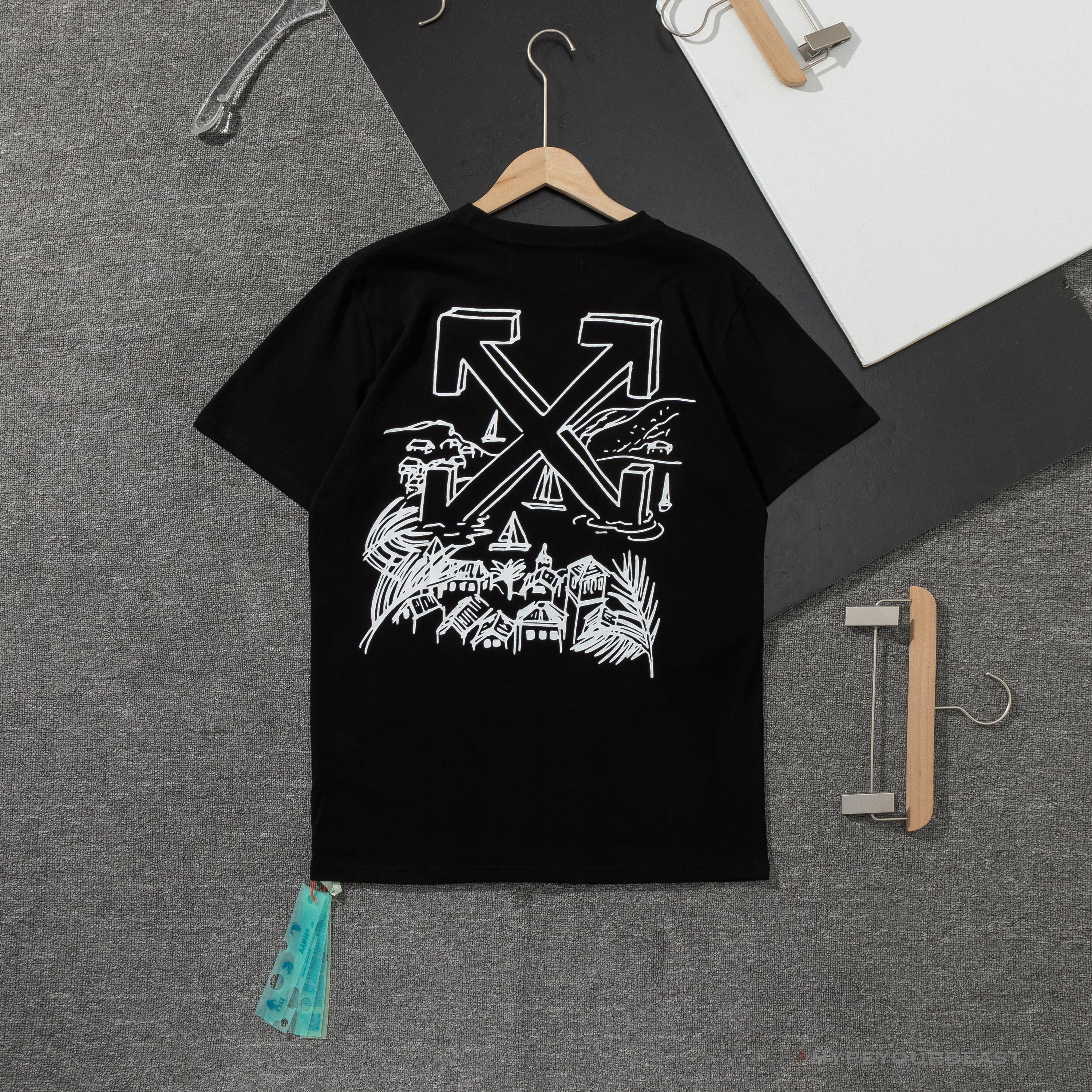 OFF-WHITE Tropical Landscape Tee Shirt 'BLACK'