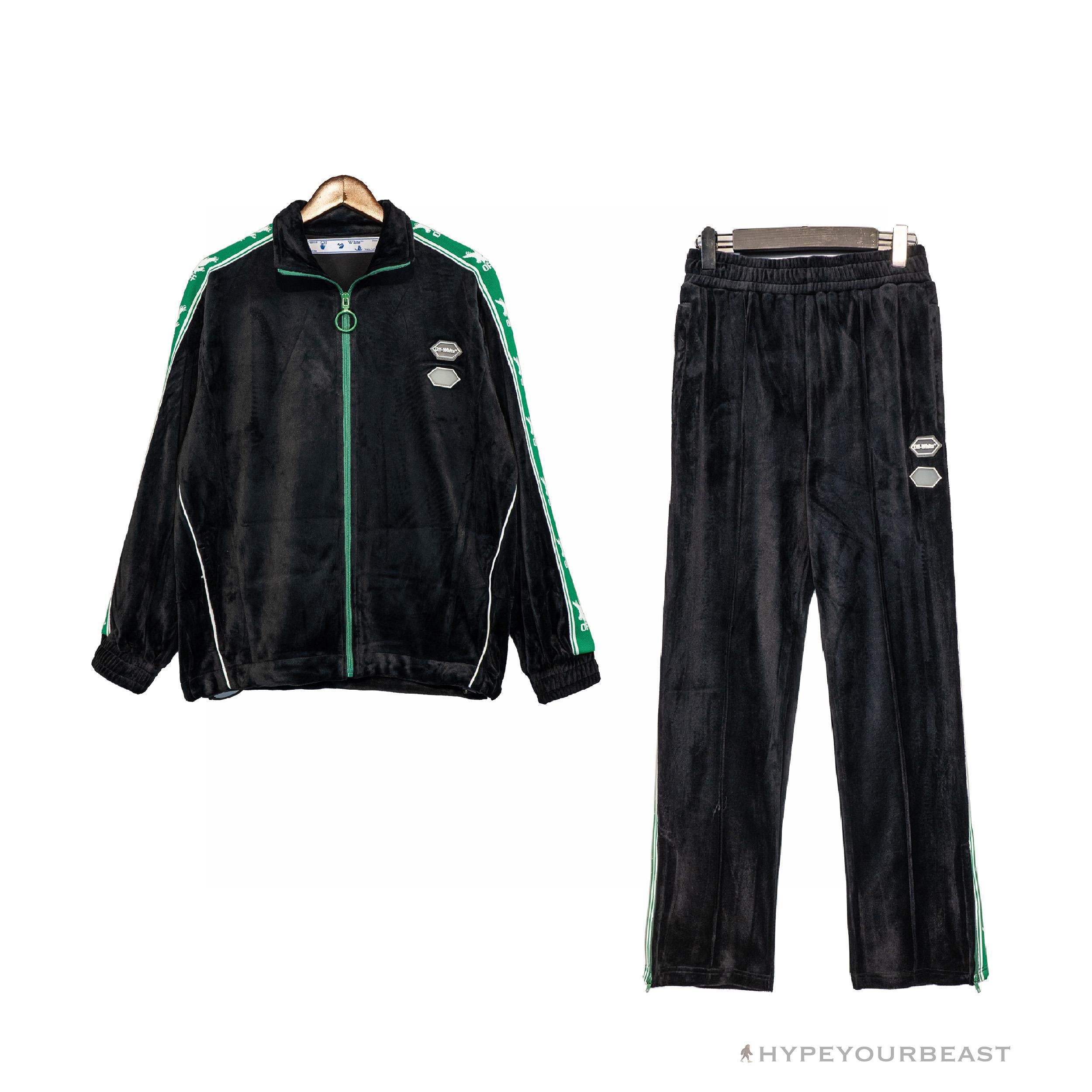 OFF-WHITE Side Webbing Casual Green Letter Pants