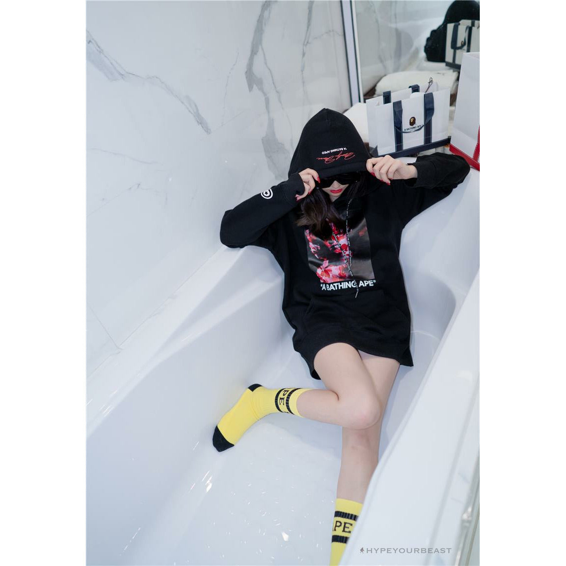 BAPE Marilyn Monroe Powder Camouflage Hoodie 'BLACK'