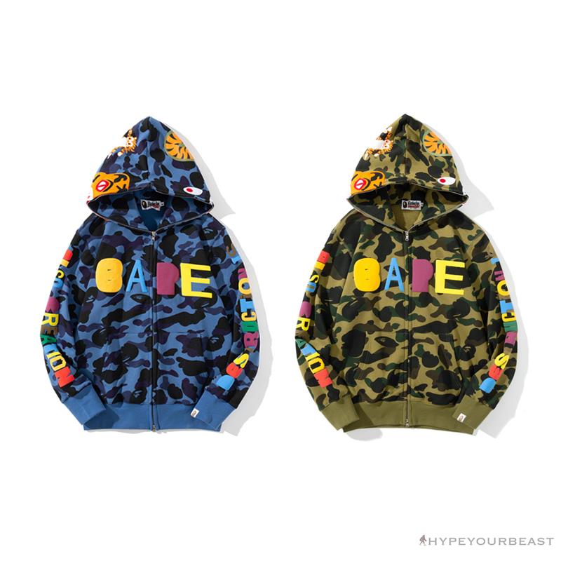 BAPE x Readymade Tiger Head Foam Camouflage Hoodie 'GREEN'