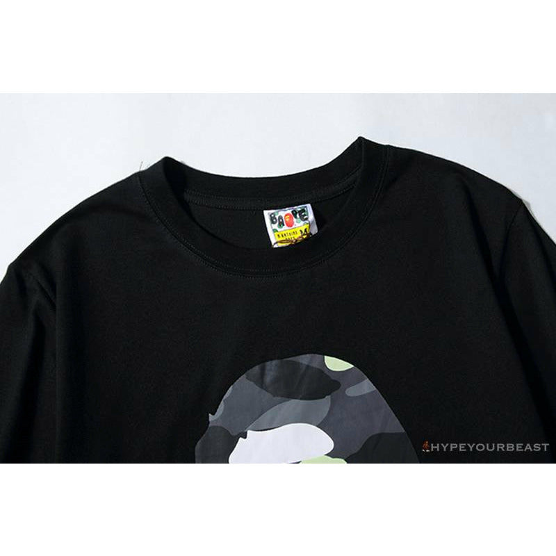 BAPE Luminous Spots Camouflage Great Ape Man Black Head Cotton Short Sleeve Tee Shirt 'BLACK'