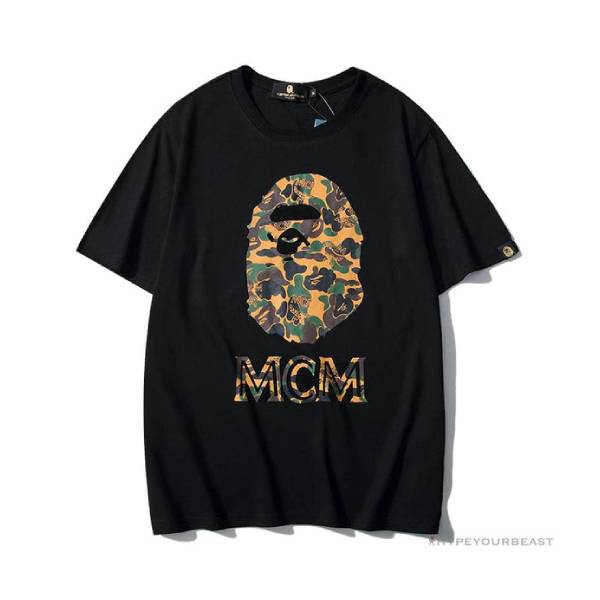 BAPE x MCM Camouflage Ape Head Tee Shirt 'BLACK'