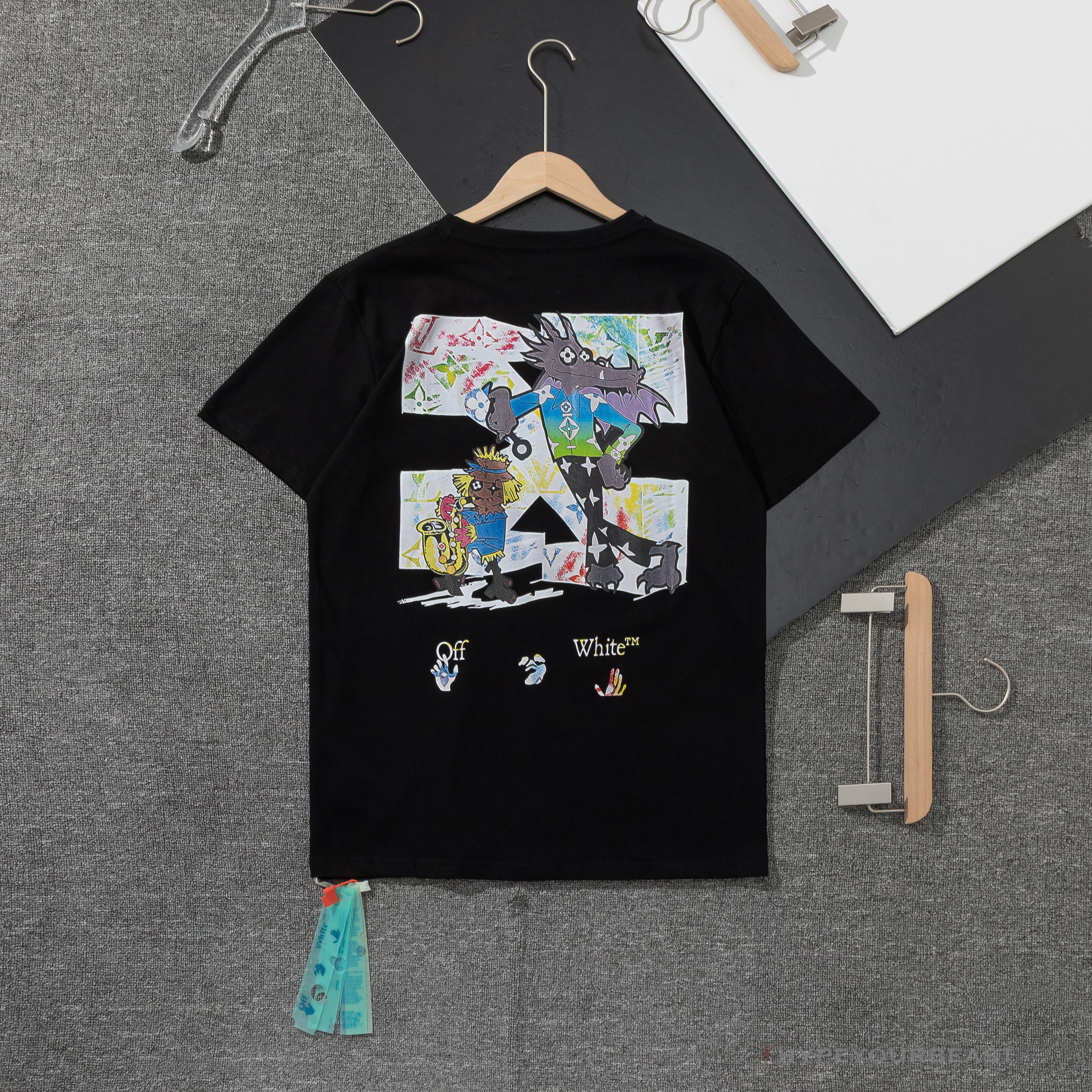 OFF-WHITE LV Pattern Cartoon Series Tee Shirt 'BLACK'