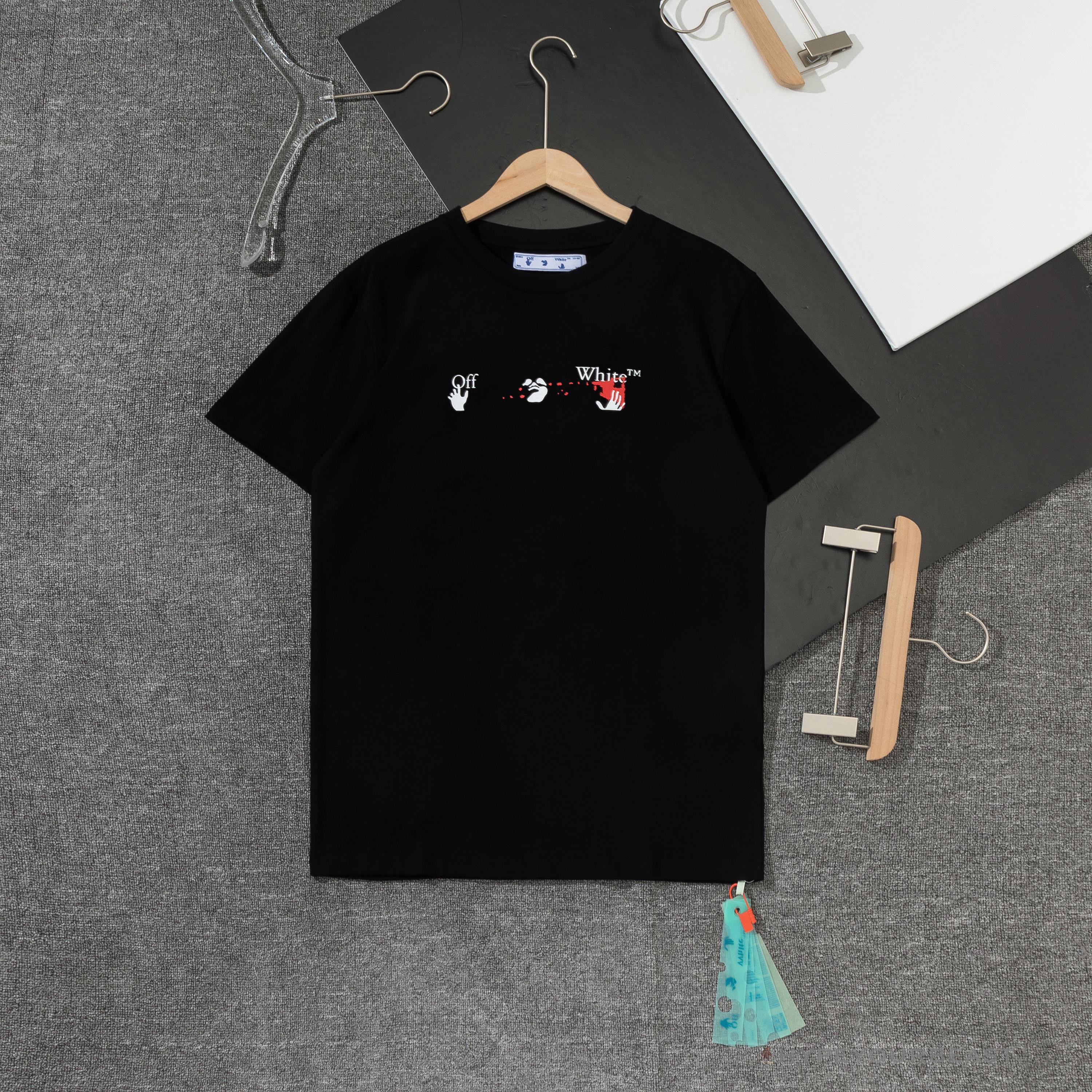 OFF-WHITE Acrylic Hand-Painted Graffiti Pattern Tee Shirt 'BLACK'