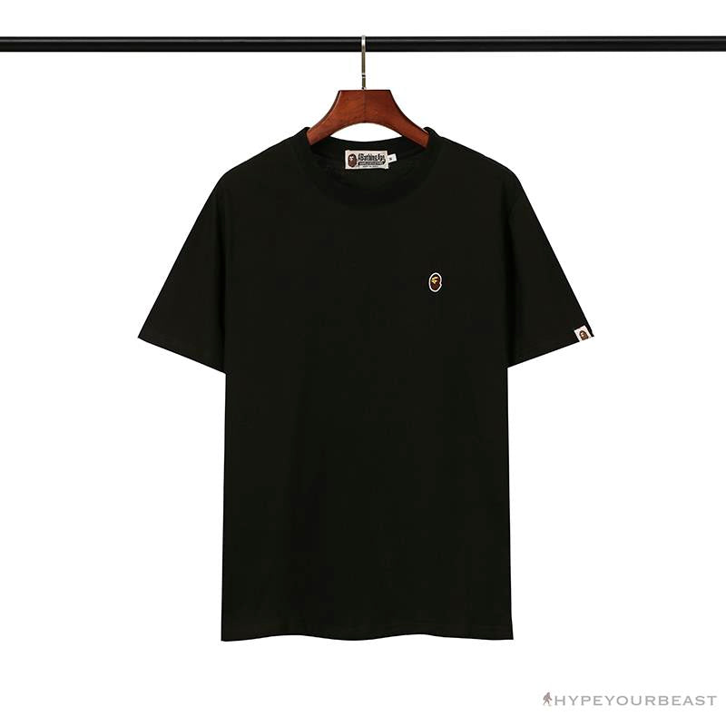 BAPE Classic Embroidered Logo Ape Head Tee Shirt 'BLACK'