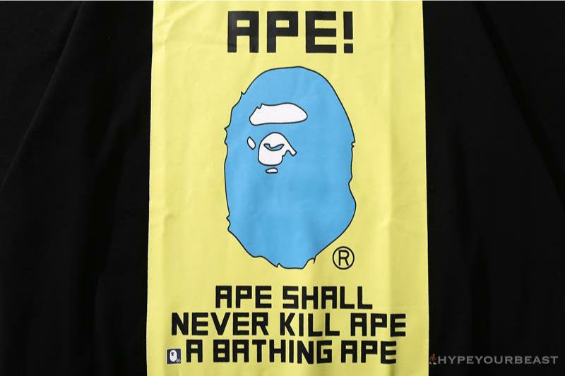 BAPE Ape Head Blue X Yellow Contrast Letter Tee Shirt