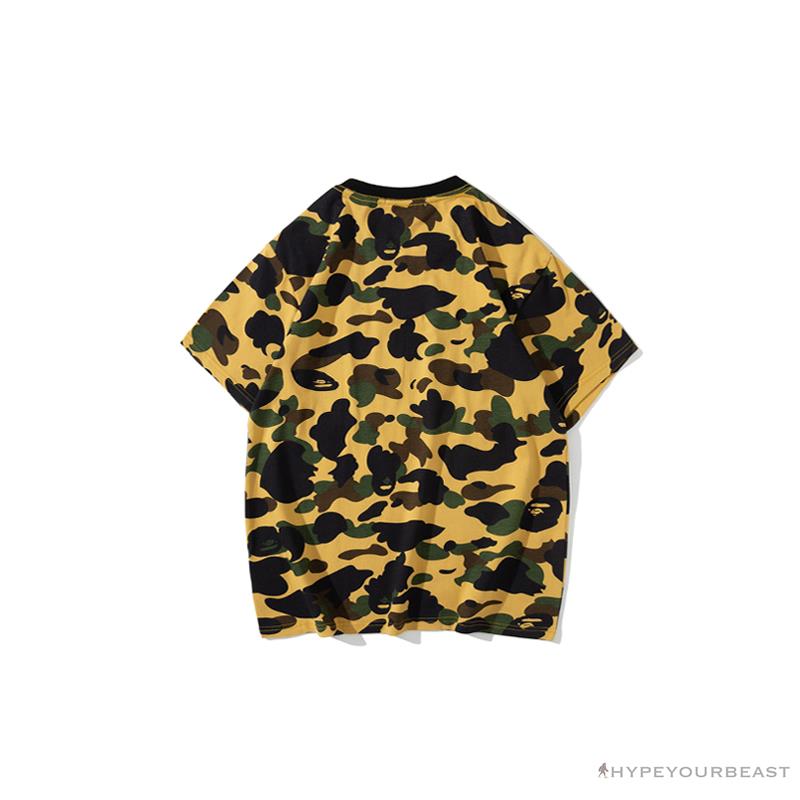 BAPE KIDS Color Ape Head Camouflage Tee Shirt 'YELLOW'