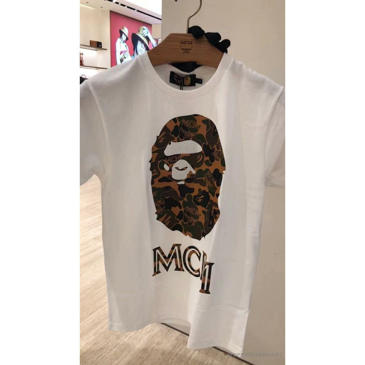 BAPE x MCM Camouflage Ape Head Tee Shirt 'WHITE'