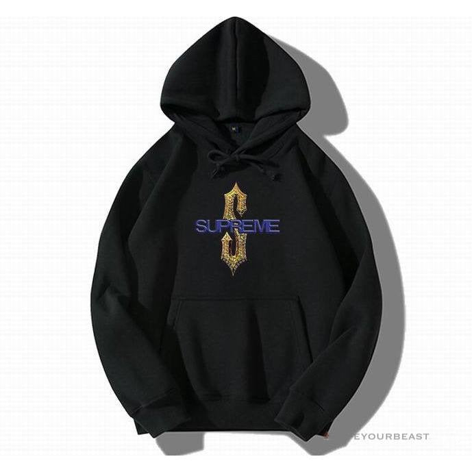 Supreme Hoodie Black Gold S Purple