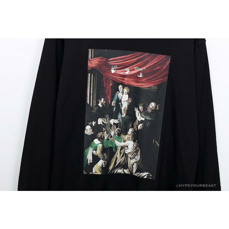 OFF-WHITE New Madonna Painting Cotton Terry Long Sleeve Shirt 'BLACK'