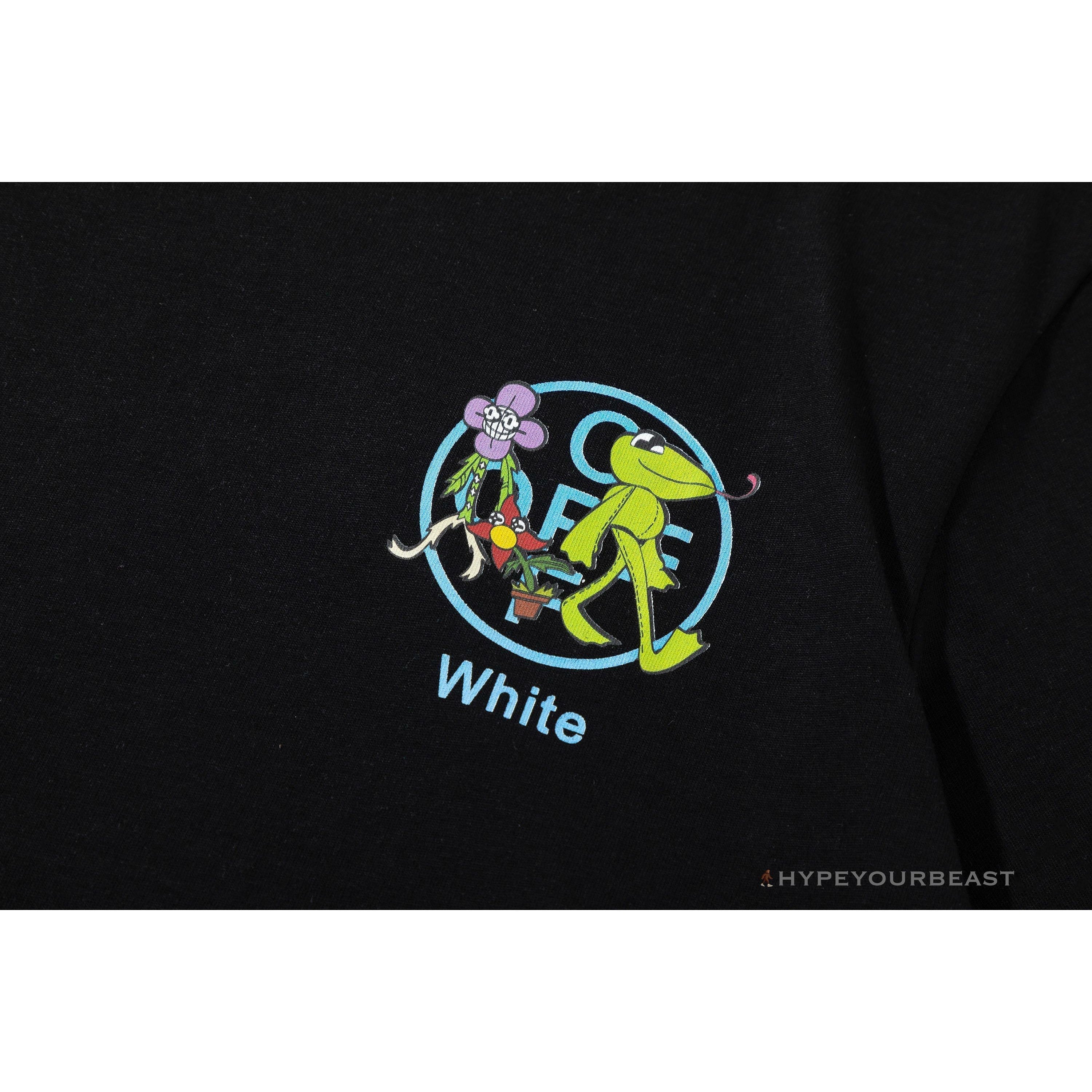 OFF-WHITE Floral and Frog Pattern Tee Shirt 'BLACK'