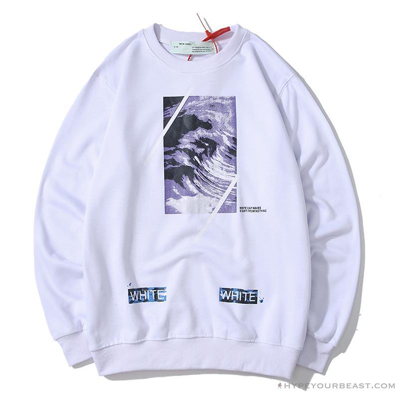 OFF-WHITE Classic Wave Oil Painting Cotton Terry Long Sleeve Shirt 'WHITE'