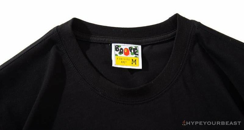 BAPE Ape Man Head 28th Anniversary Camouflage Color Block Tee 'BLACK'