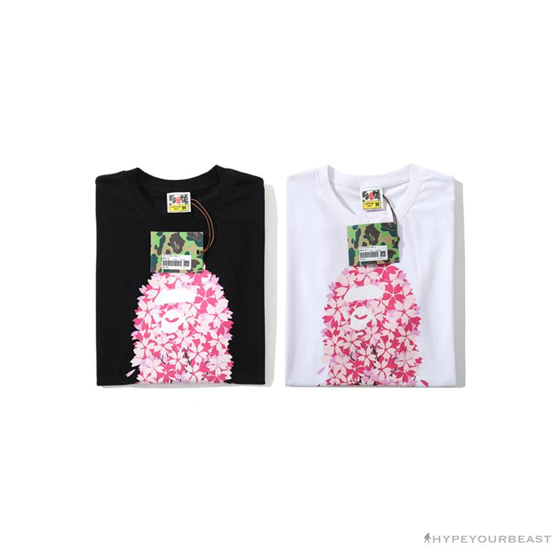 BAPE Japan Limited Edition Pink Cherry Tree Tee Shirt 'WHITE'
