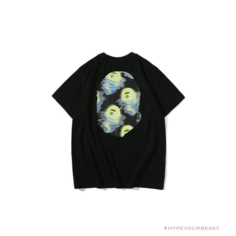 BAPE Green Ape Head Blue Storm Tee Shirt 'BLACK'