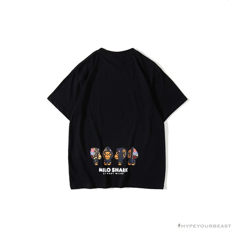 BAPE Baby Milo Blue Shark Hat Little Monkey Tee Shirt 'BLACK'