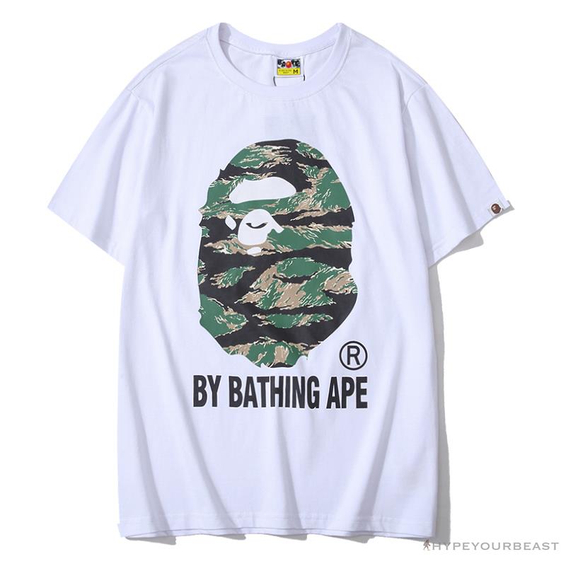 BAPE Tiger Pattern Camouflage Ape Initials Tee Shirt 'WHITE'