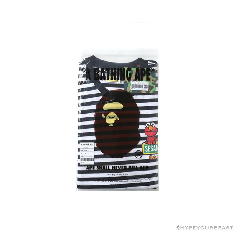 BAPE Baby Milo Sesame Street Striped Tee Shirt 'BLACK'