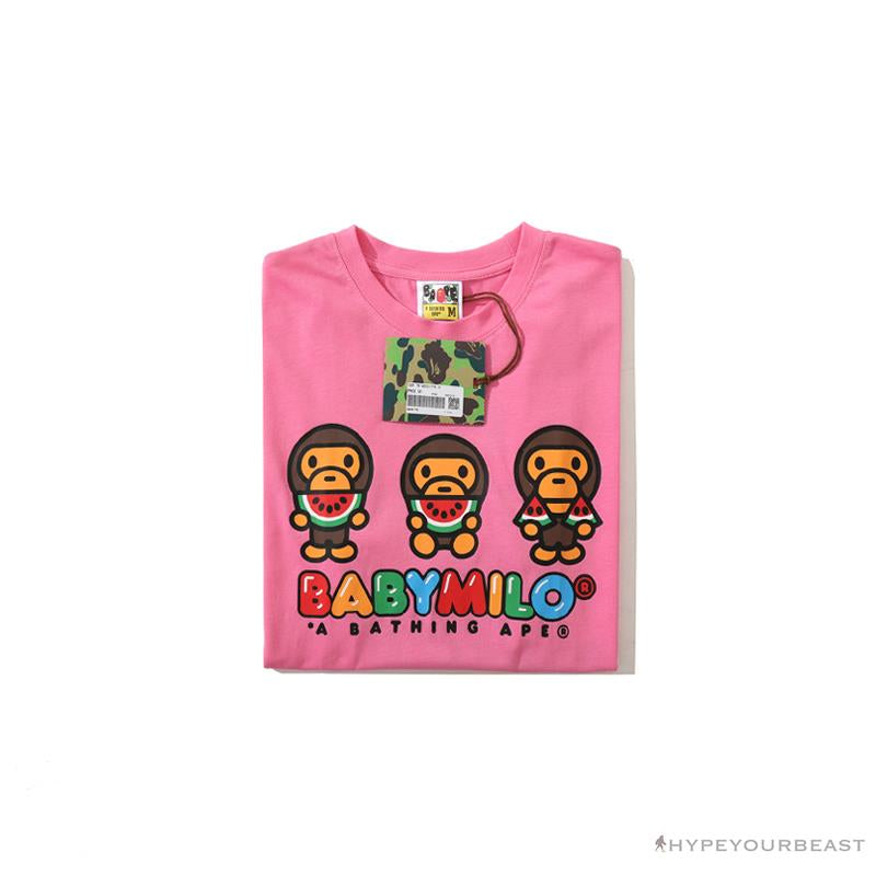 BAPE Baby Milo Watermelon Little Monkey Tee Shirt 'PINK'