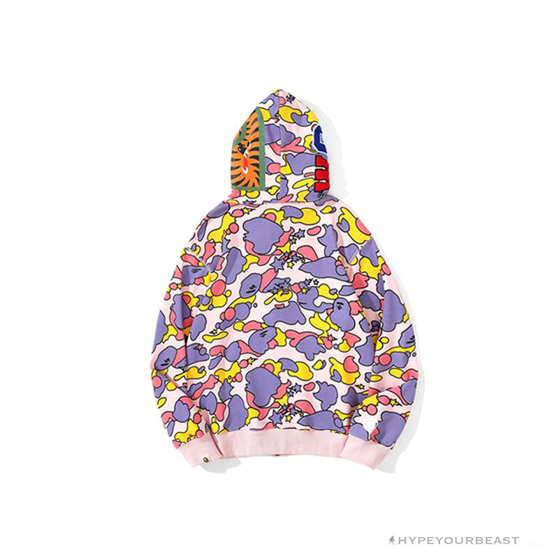 BAPE Shark Head STA Star Camouflage Hoodie 'PINK'