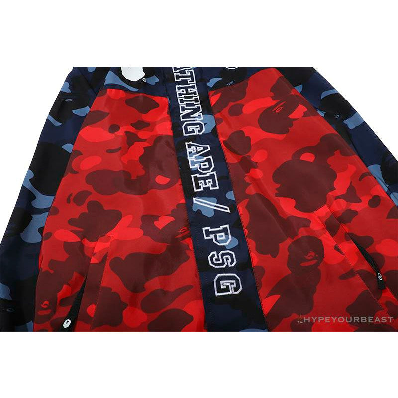 BAPE x PSG Paris Saint-Germain Camouflage Blue-Red Hoodie