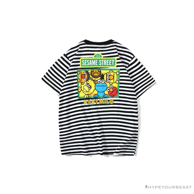 BAPE Baby Milo Sesame Street Striped Tee Shirt 'BLACK'