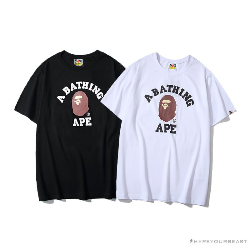 BAPE Classic Basic Ape Man Head English LOGO Tee Shirt 'BLACK'