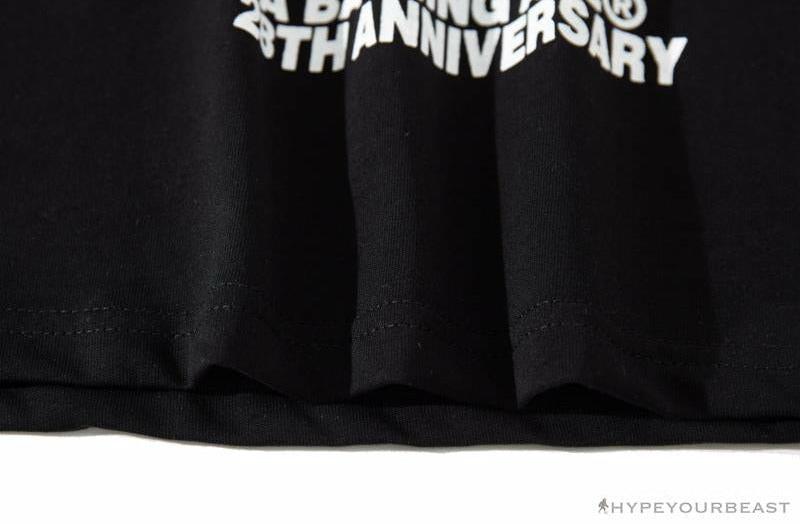 BAPE Ape Man Head 28th Anniversary Camouflage Color Block Tee 'BLACK'