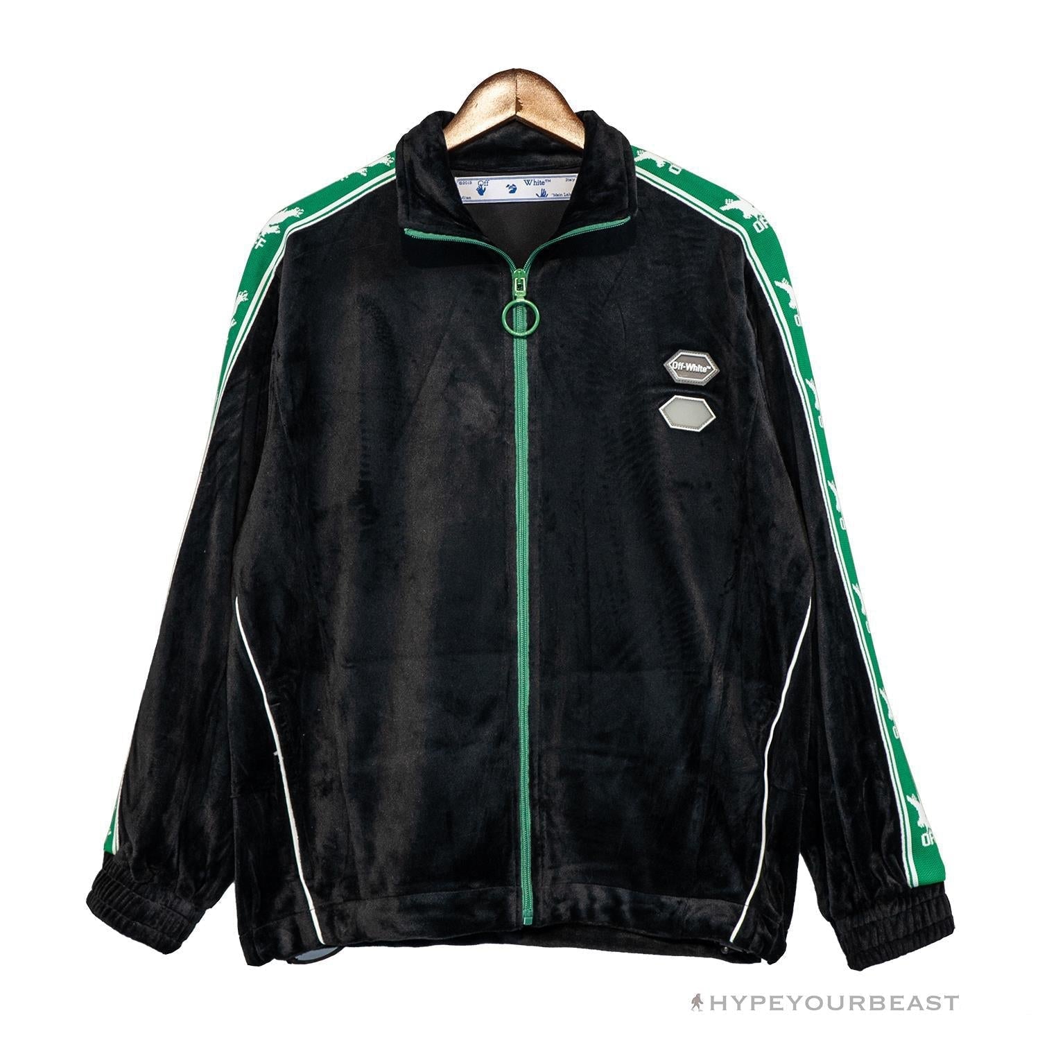 OFF-WHITE Side Webbing Casual Green Letter Hoodie