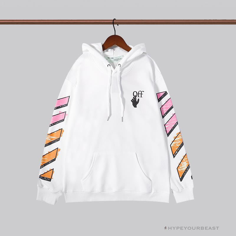 OFF-WHITE Pink Orange Arrow Hoodie 'WHITE'