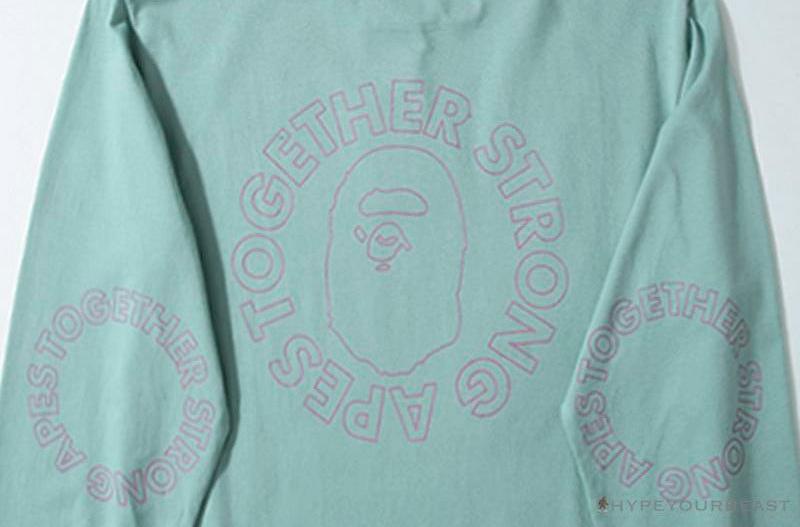 BAPE APES TOGETHER English Alphabet Ape Head Long Sleeve Shirt 'MINT GREEN'