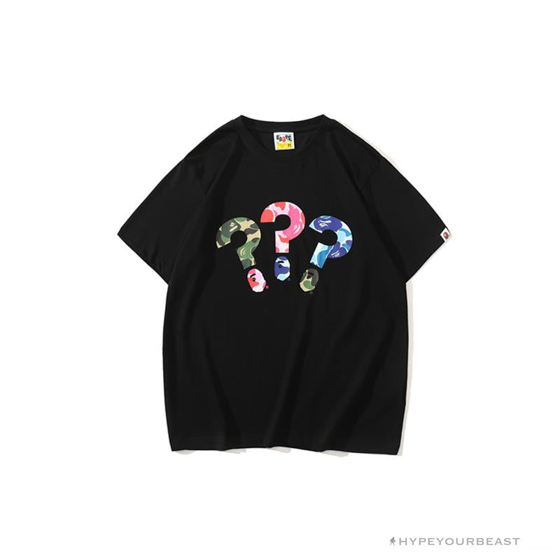 BAPE Camouflage Three-Color Question Mark Tee Shirt 'BLACK'