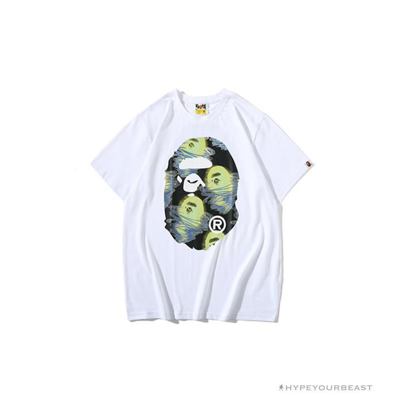 BAPE Green Ape Head Blue Storm Tee Shirt 'WHITE'