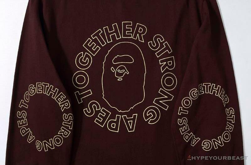 BAPE APES TOGETHER English Alphabet Ape Head Long Sleeve Shirt 'WINE RED'