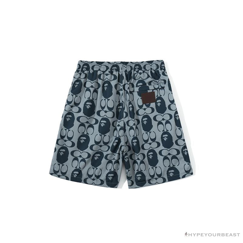BAPE x COACH Co-Branded Grey-Blue Shorts