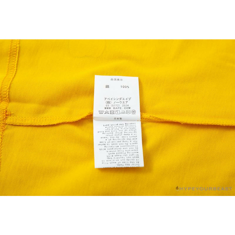 BAPE KIDS Small Net Pocket Ape Man Head Tee Shirt 'YELLOW'