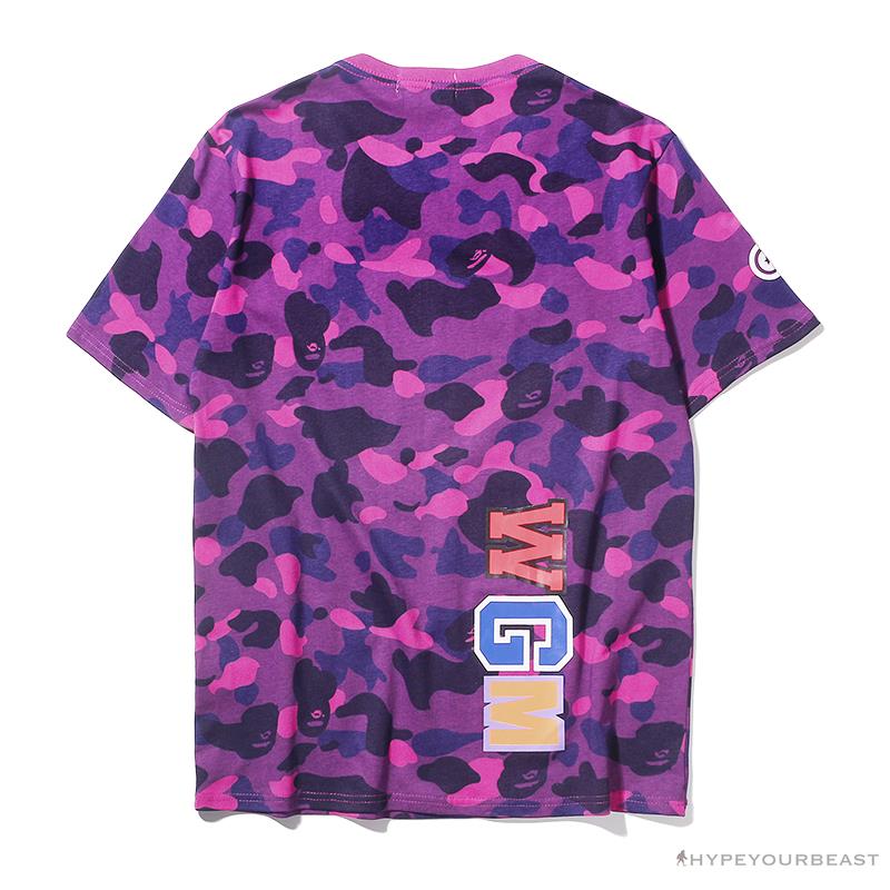 BAPE Camouflage Shark Head Classic Cotton Short Sleeve Tee Shirt 'PURPLE'