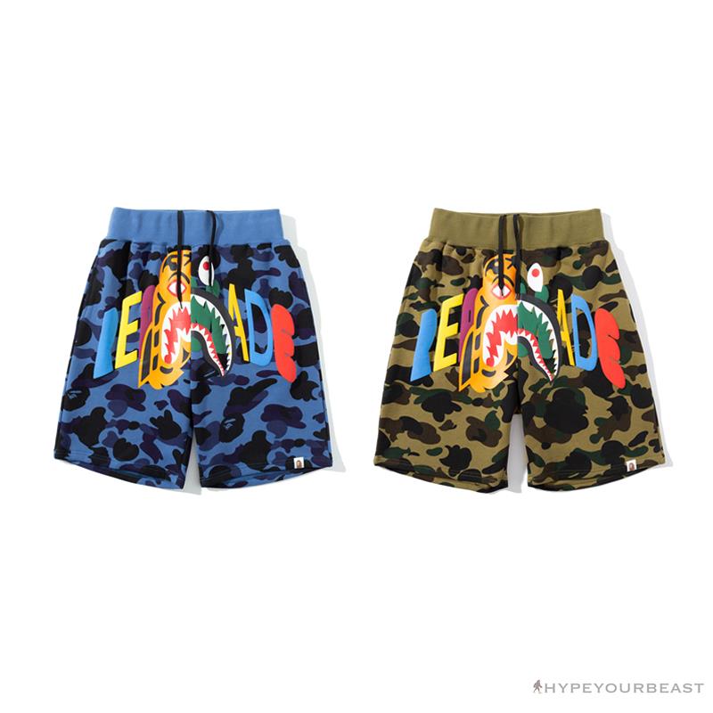BAPE x READYMADE Tiger Head Foam Camouflage Shorts 'BLUE'