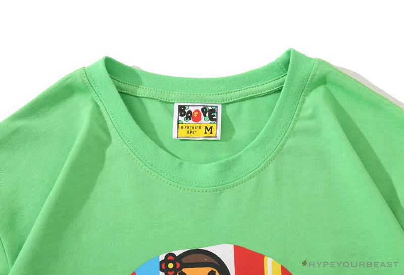 BAPE Baby Milo Color Square Ape Head Tee Shirt 'GREEN'