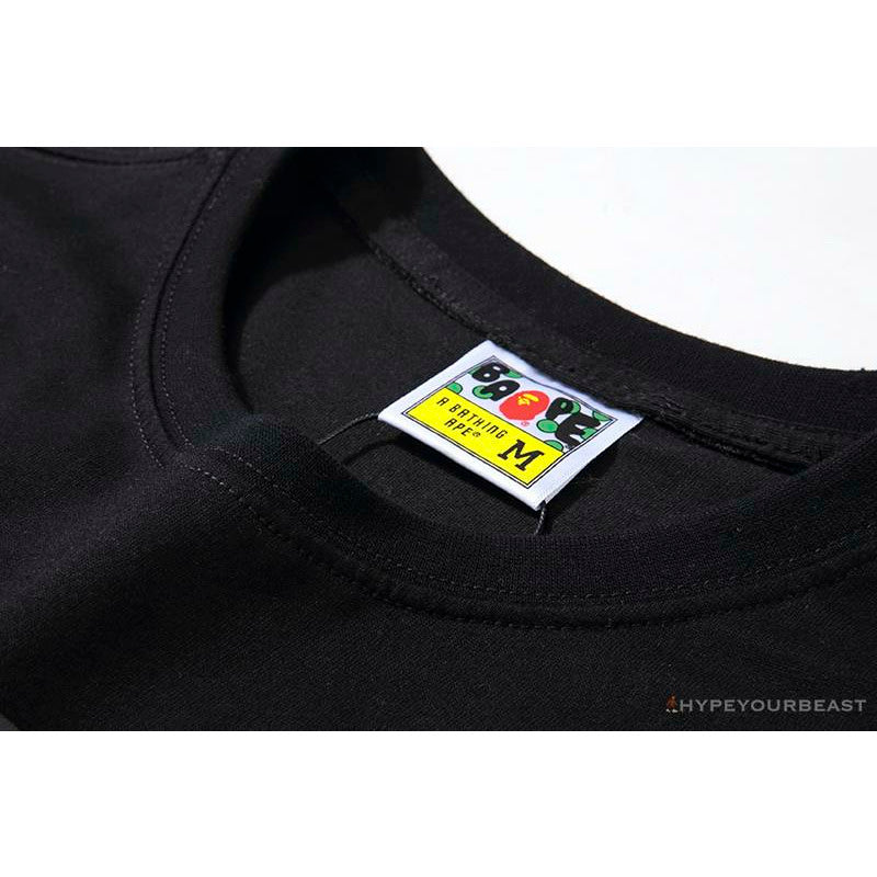 BAPE Classic Basic Ape Man Head English LOGO Tee Shirt 'BLACK'