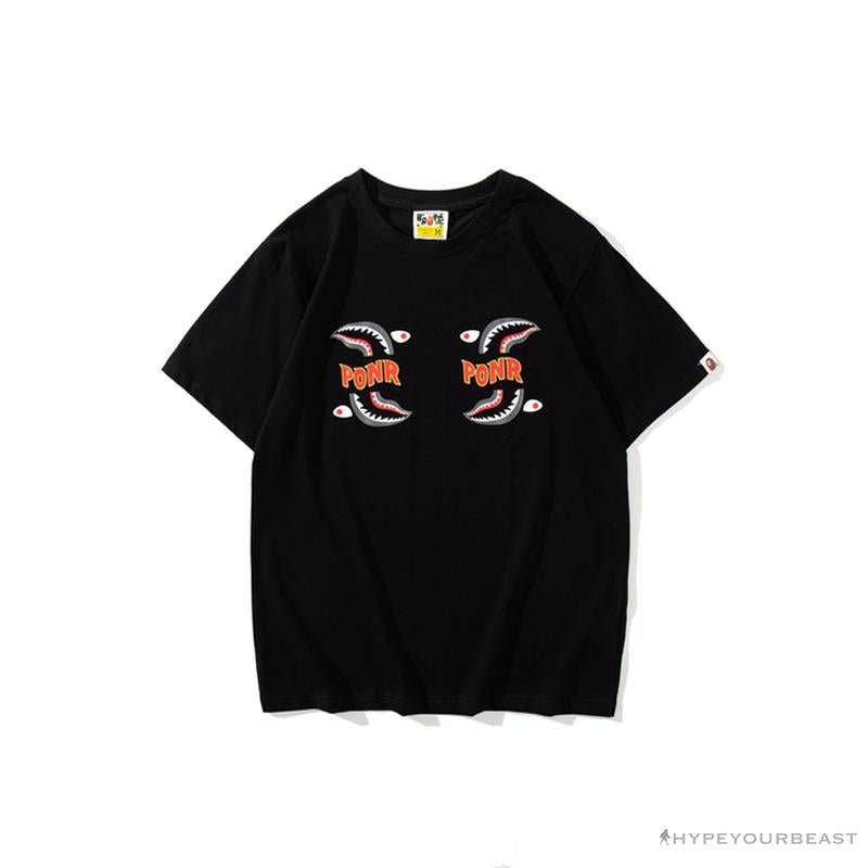 BAPE Shark Head PONR Tee Shirt 'BLACK'