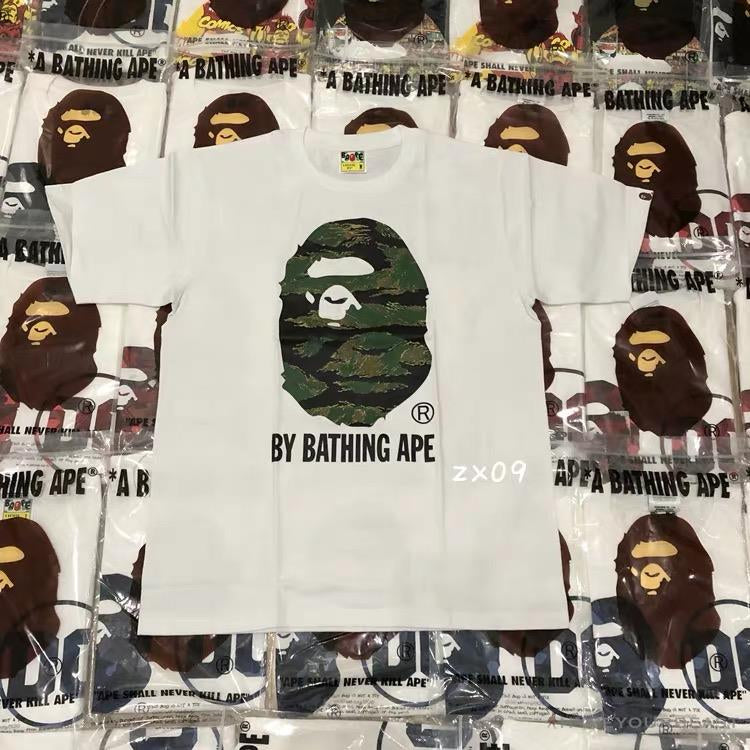 BAPE Tiger Pattern Camouflage Ape Initials Tee Shirt 'WHITE'