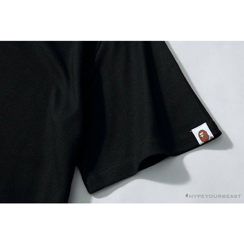 BAPE Luminous Spots Camouflage Great Ape Man White Head Cotton Short Sleeve Tee Shirt 'BLACK'